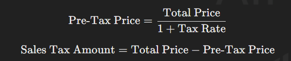 Reverse Sales Tax Calculation